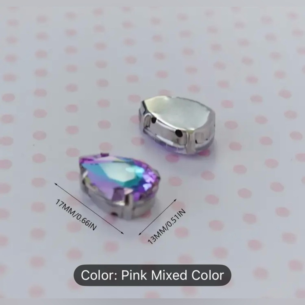 Decorative Iridescent Green & Pink Rhinestones | DIY & Sewing | New | 50 Pieces - Picture 6 of 6